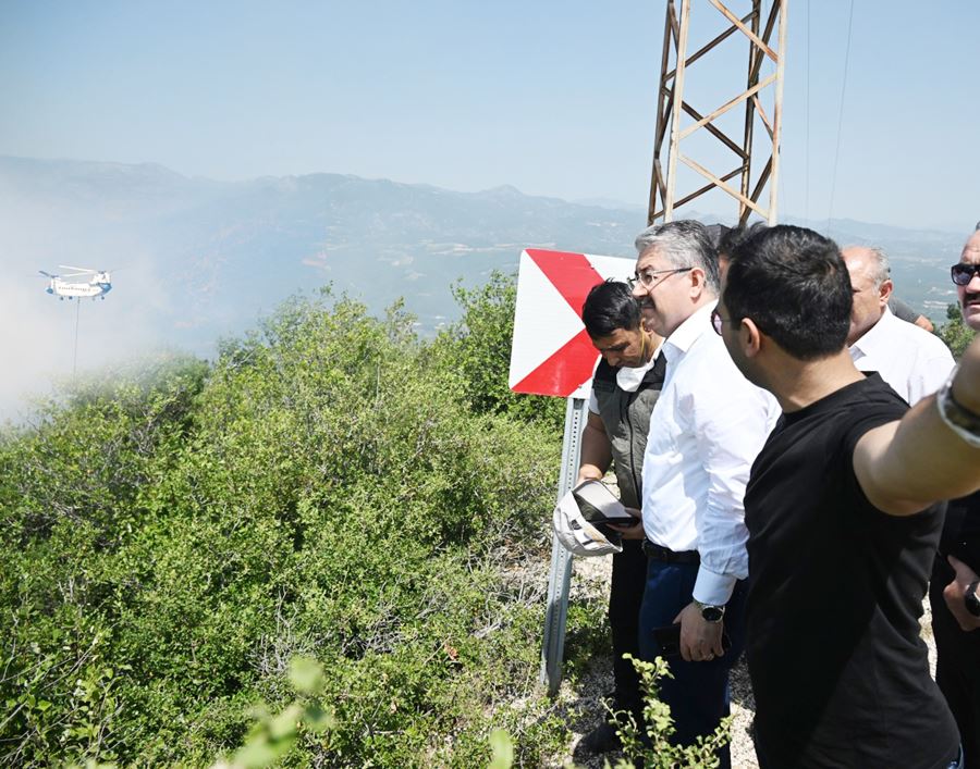 Vali Yılmaz, yangın bölgesinde incelemede bulundu  
