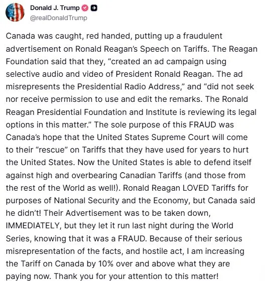 ABD Başkanı Trump’tan Kanada’ya aldatıcı reklam misillemesi: 