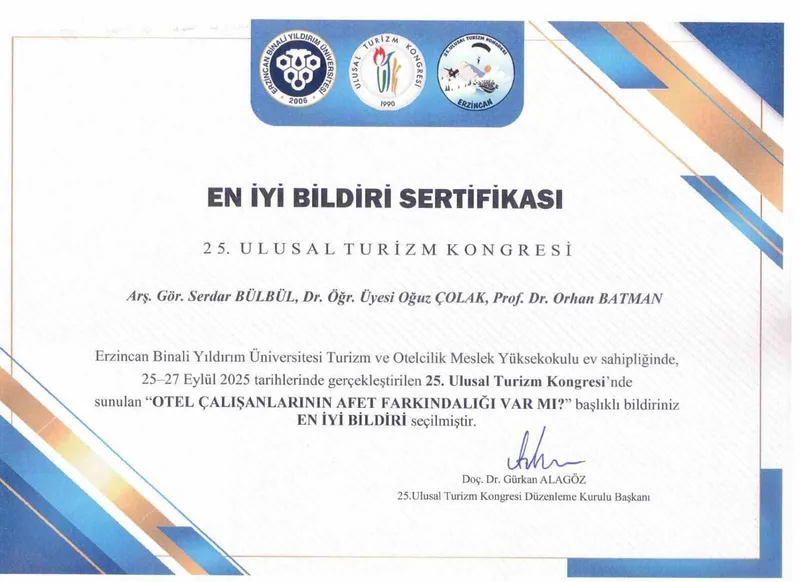 SUBÜ akademisyenlerine en iyi bildiri ödülü
