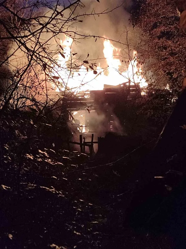 Alevlerin sardığı ahşap ev tamamen yandı: 2 yaralı
