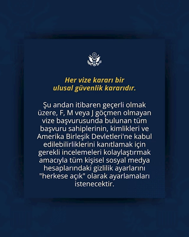 ABD vize başvurusunda sosyal medya hesaplarına 