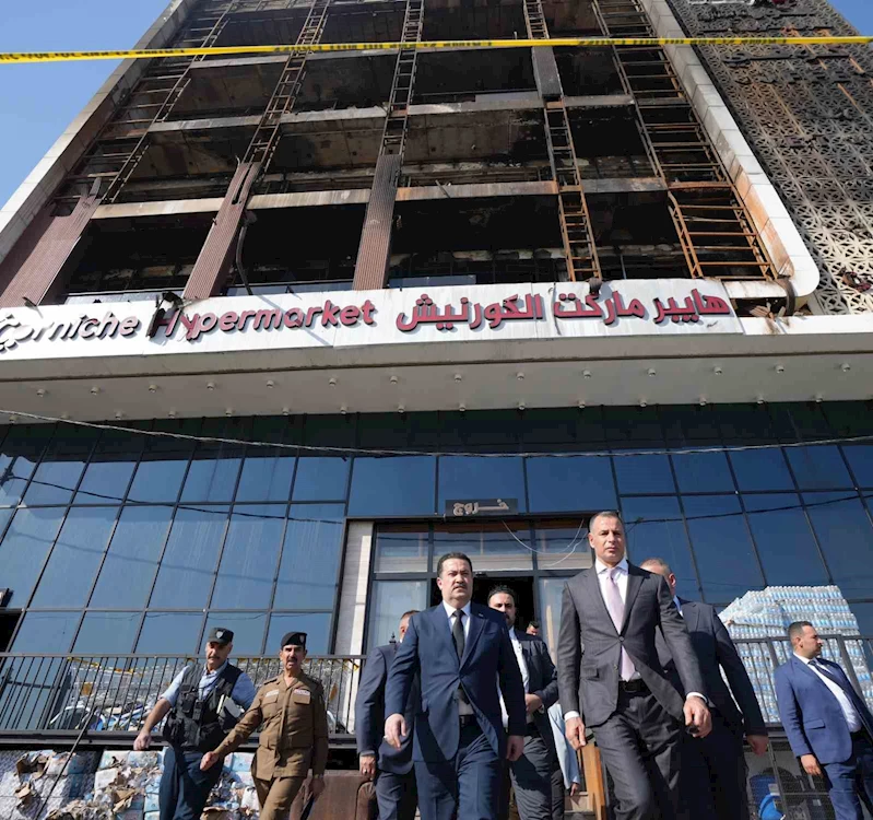 Irak Başbakanı Sudani, yangın faciasının yaşandığı alışveriş merkezinde incelemelerde bulundu
