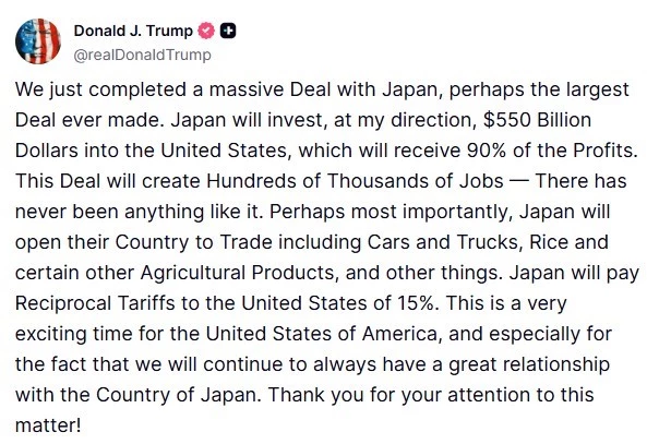 Trump, Japonya ile ticaret anlaşmasına varıldığını açıkladı: 