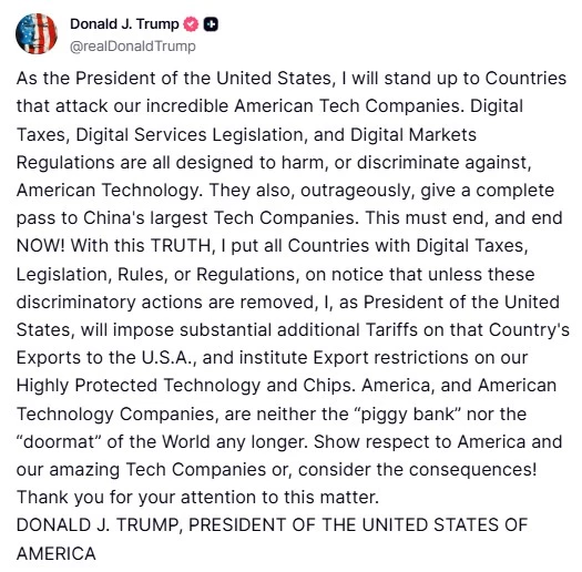 Trump’tan dijital vergi uygulayan ülkelere 